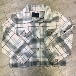 Love poem women’s crop flannel cardigan,Jacket - Gray,White,pink soft